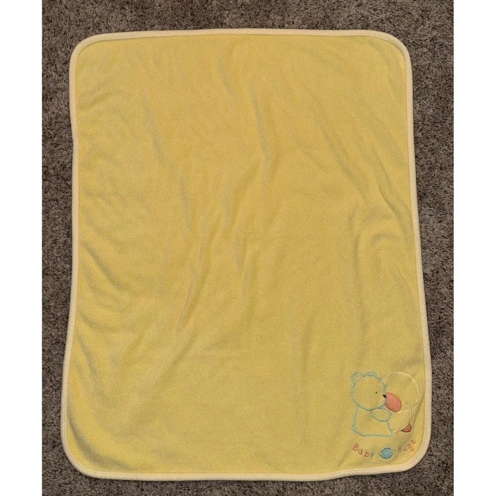 Vtg Carter's‎ Child Of Mine Unisex Blanket Baby Hugs Bear Duck Yellow Fleece